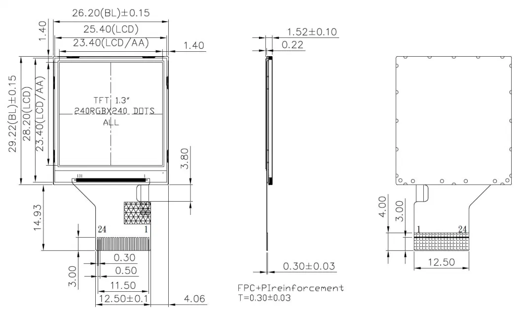 TFT RGB Display 1.06 1.3 1.77 2.2 3.2 4.3 2.4 Inch 240*320 Spi Interface 0.96 TFT IPS Screen 2.8 Inch TFT LCD Display Module